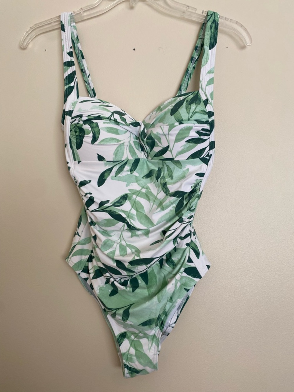 Brand One-Piece Swimsuit in Green Leaf Print